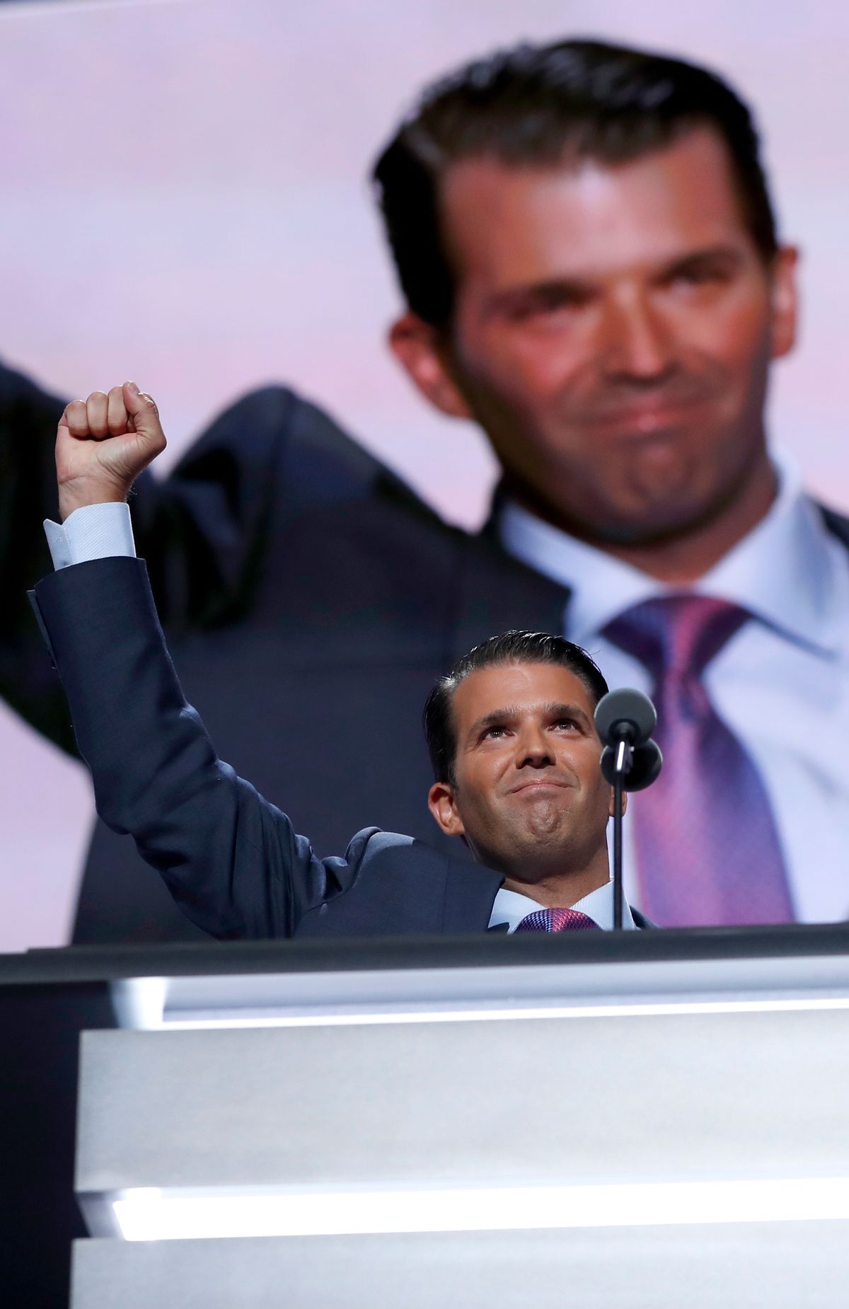 Donald Trump, Jr., son of Republican Presidential Candidate Donald Trump, speaks during the second day session of the Republican National Convention in Cleveland, Tuesday, July 19, 2016. (AP Photo/Carolyn Kaster)