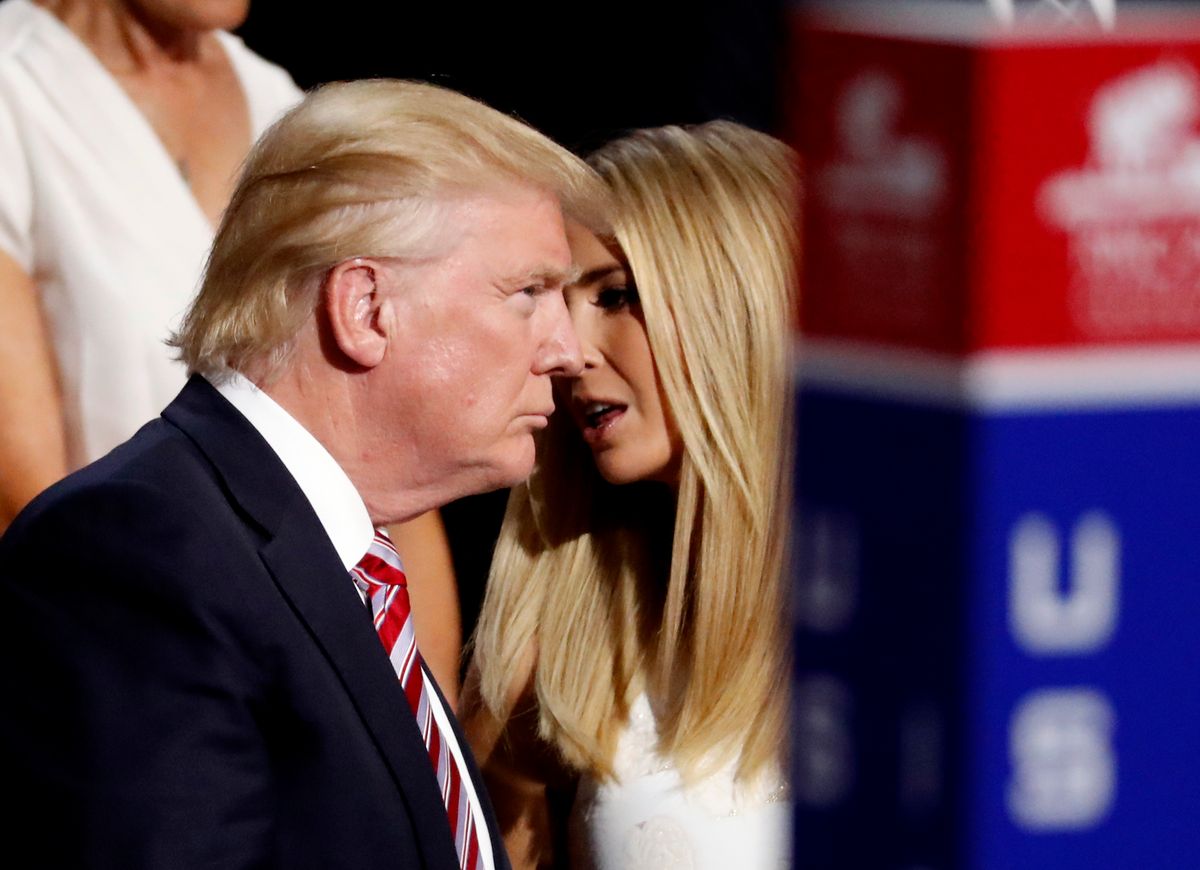 Republican Presidential Candidate Donald Trump listens to daughter Ivanka Trump during the third day of the Republican National Convention in Cleveland. (AP)