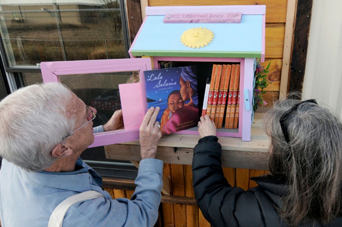 A Little Free Library lending box in Hudson, Wis.    (AP/Jim Mone)