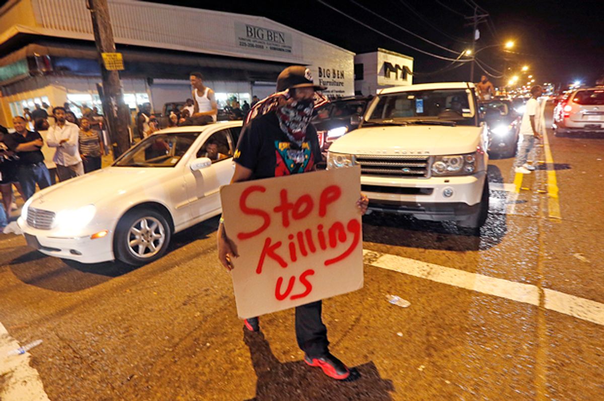 Protestors in Baton Rouge, La., July 6, 2016.    (AP/Gerald Herbert)