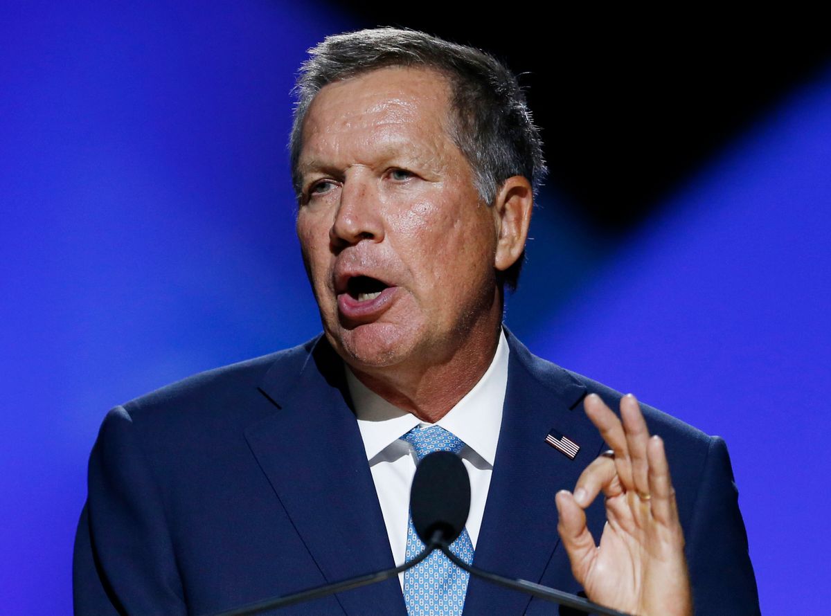 Ohio Gov. John Kasich addresses the 2016 National Convention of the NAACP, Sunday, July 17, 2016, in Cincinnati. (AP Photo/Gary Landers) (AP)