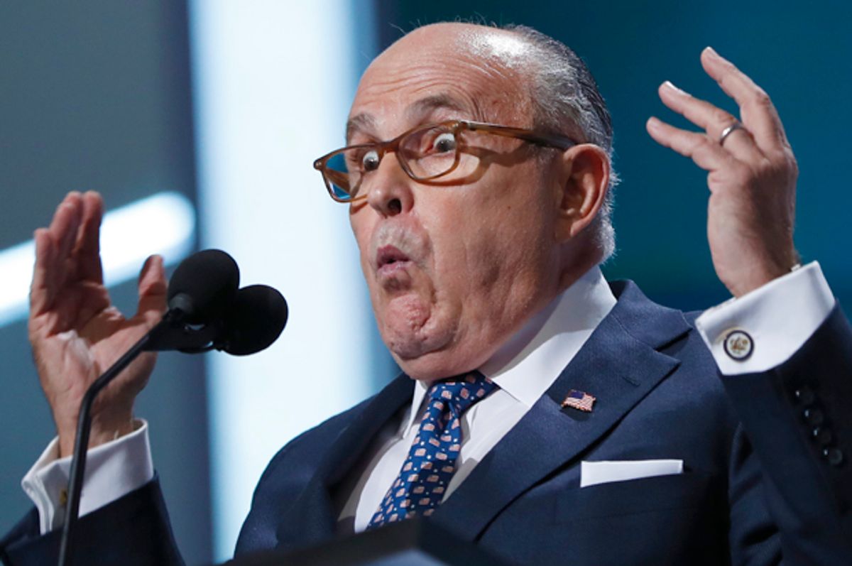 Rudy Giuliani speaks at the Republican National Convention in Cleveland, July 18, 2016.   (AP/Carolyn Kaster)