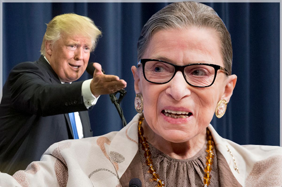 Donald Trump, Ruth Bader Ginsburg   (AP/John Minchillo/Manuel Balce Ceneta/Photo montage by Salon)