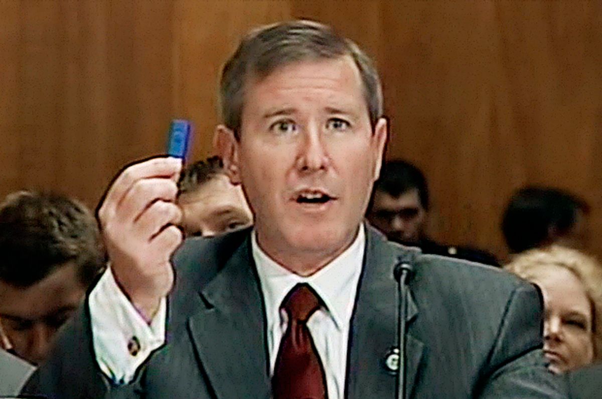 Former Homeland Security cybersecurity chief Sean McGurk testifying to Congress about the Stuxnet virus, from "Zero Days."   (Magnolia Pictures)