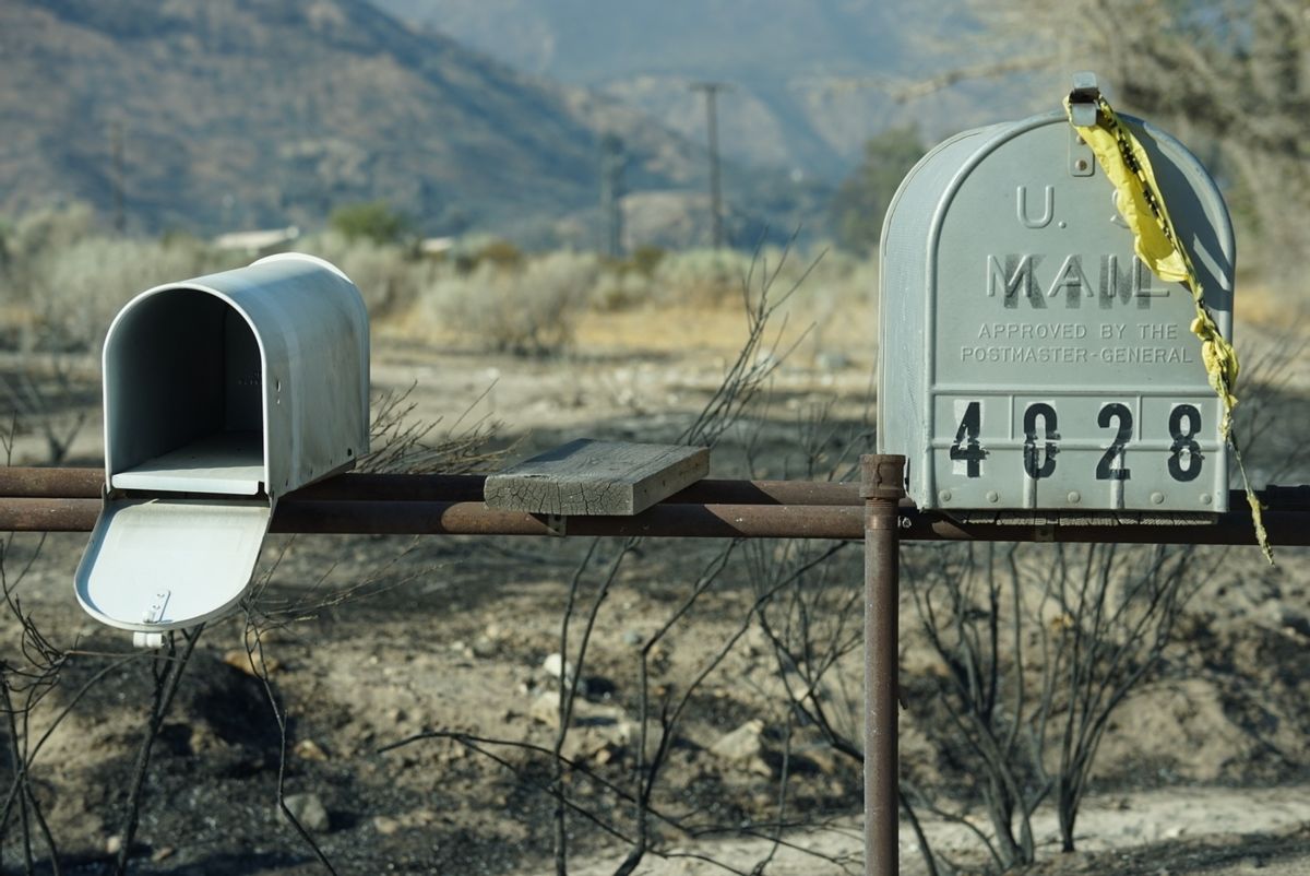 Mailboxes remain near where houses once stood Thursday, Aug 18, 2016, in Phelan, Calif. Scenes of destruction were everywhere Thursday after a huge wildfire sped through mountains and high desert 60 miles east of Los Angeles so swiftly that it took seasoned firefighters off guard. (AP Photo/Christine Armario) (AP)