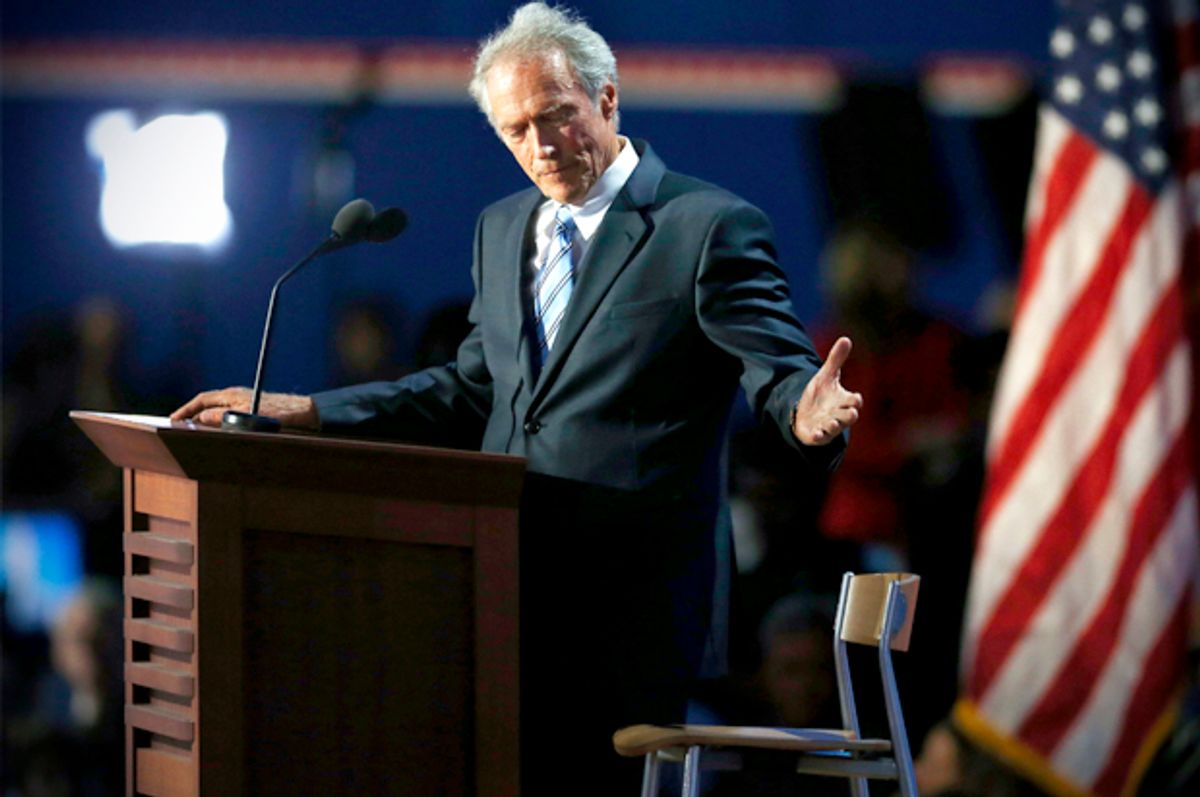 Clint Eastwood addresses a chair at the Republican National Convention in Tampa, August 30, 2012.   (Reuters/Jason Reed)