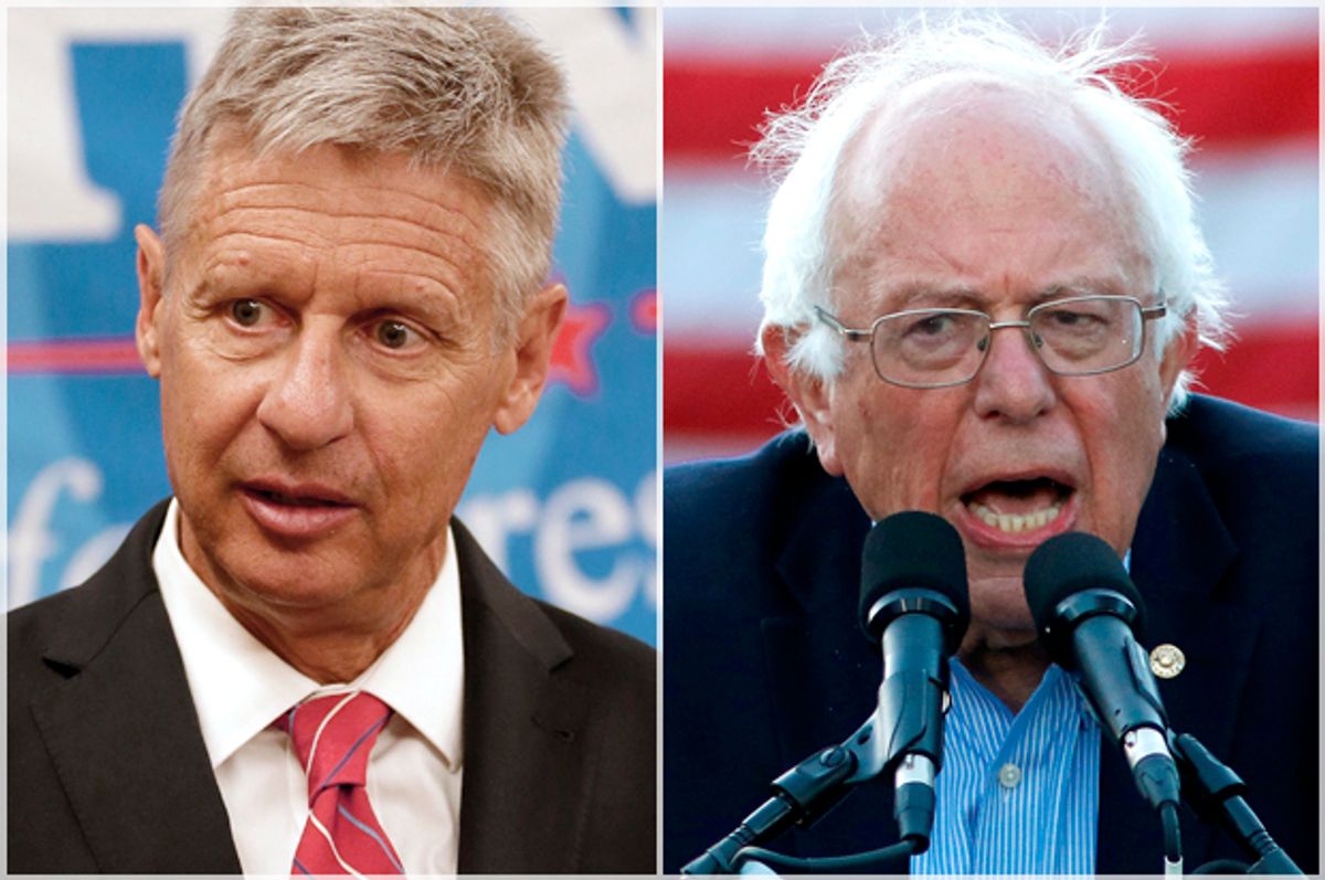 Gary Johnson; Bernie Sanders   (AP/John Raoux/Reuters/Michael Fiala)