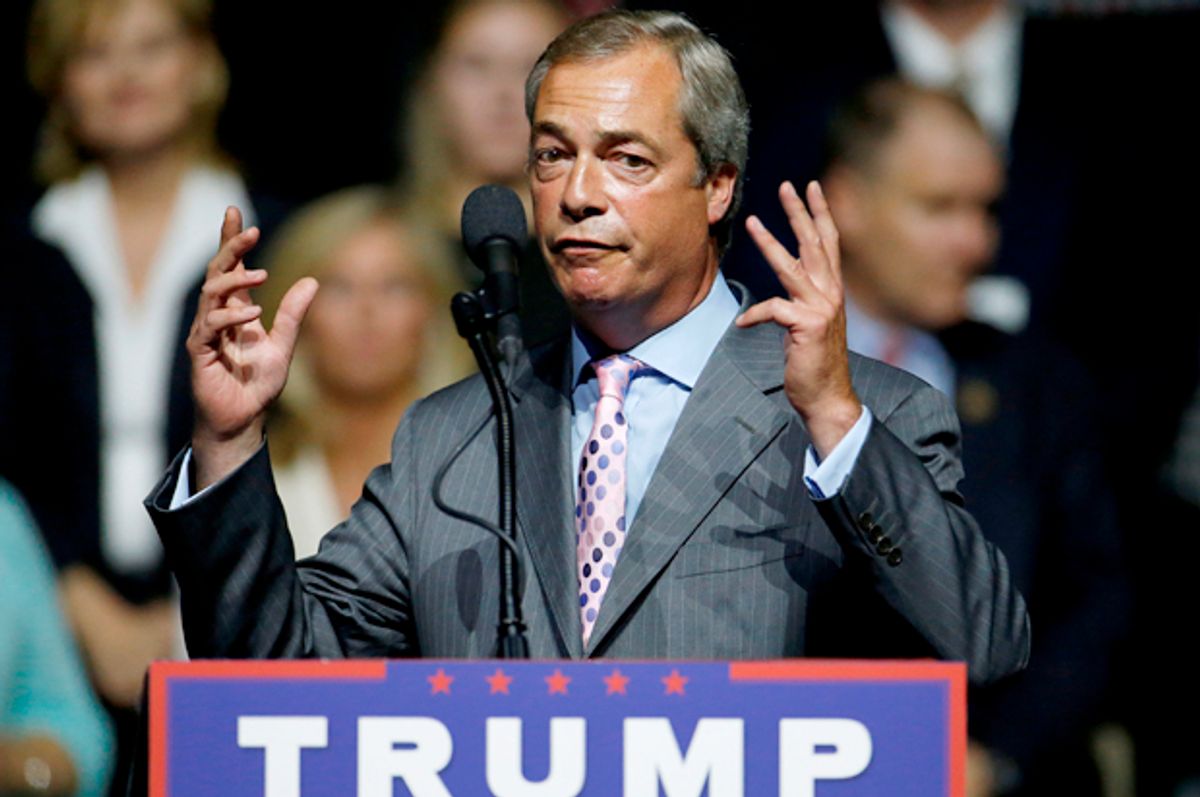 Nigel Farage speaks at a Donald Trump campaign rally in Jackson, Mississippi, August 24, 2016.    (Reuters/Carlo Allegri)