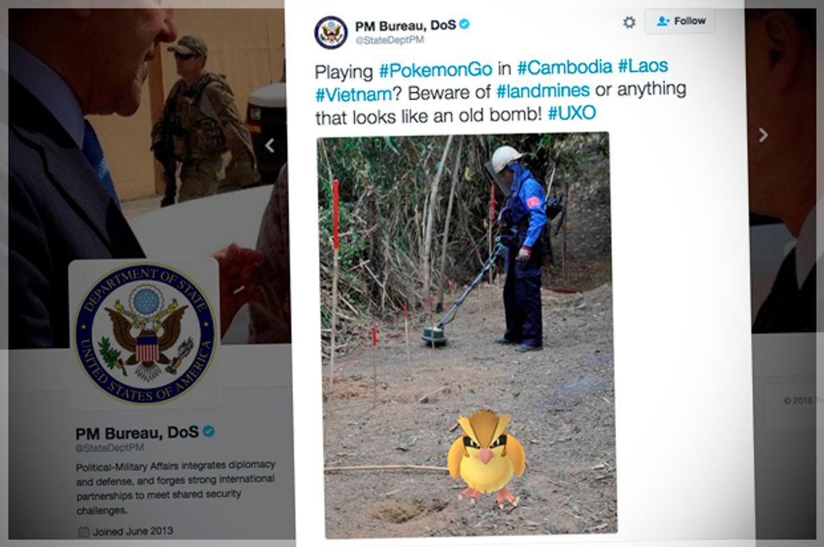 U S State Dept Pokemon Go Tweet About Unexploded Bombs Sparks Backlash Salon Com