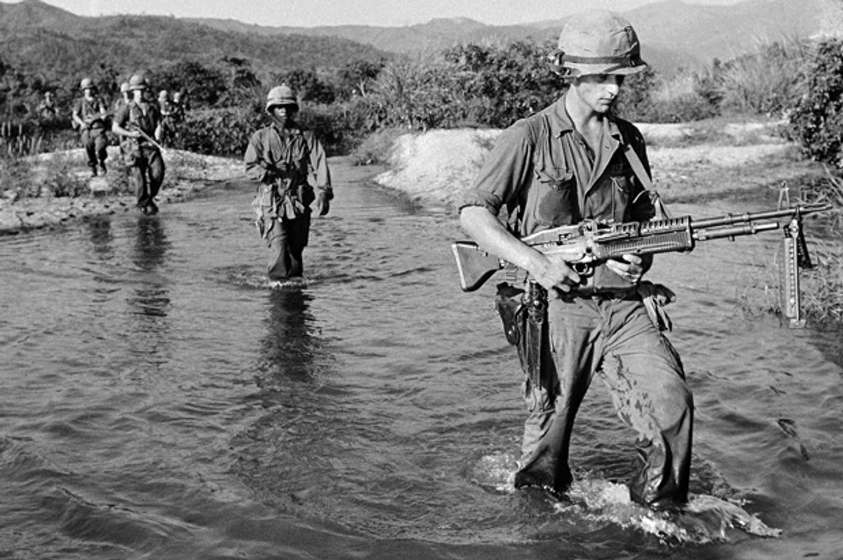 U.S. Marines on a patrol 15 miles southwest of Da Nang airbase in Vietnam, May 20, 1965.   (AP/John T. Wheeler)