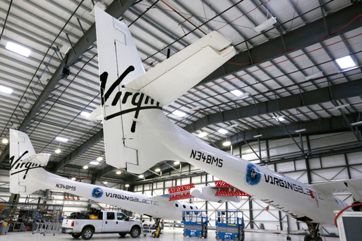 Virgin Galactic's WhiteKnightTwo carrier aircraft mothership, in Mojave, California, November 4, 2014.   (Reuters/Lucy Nicholson)