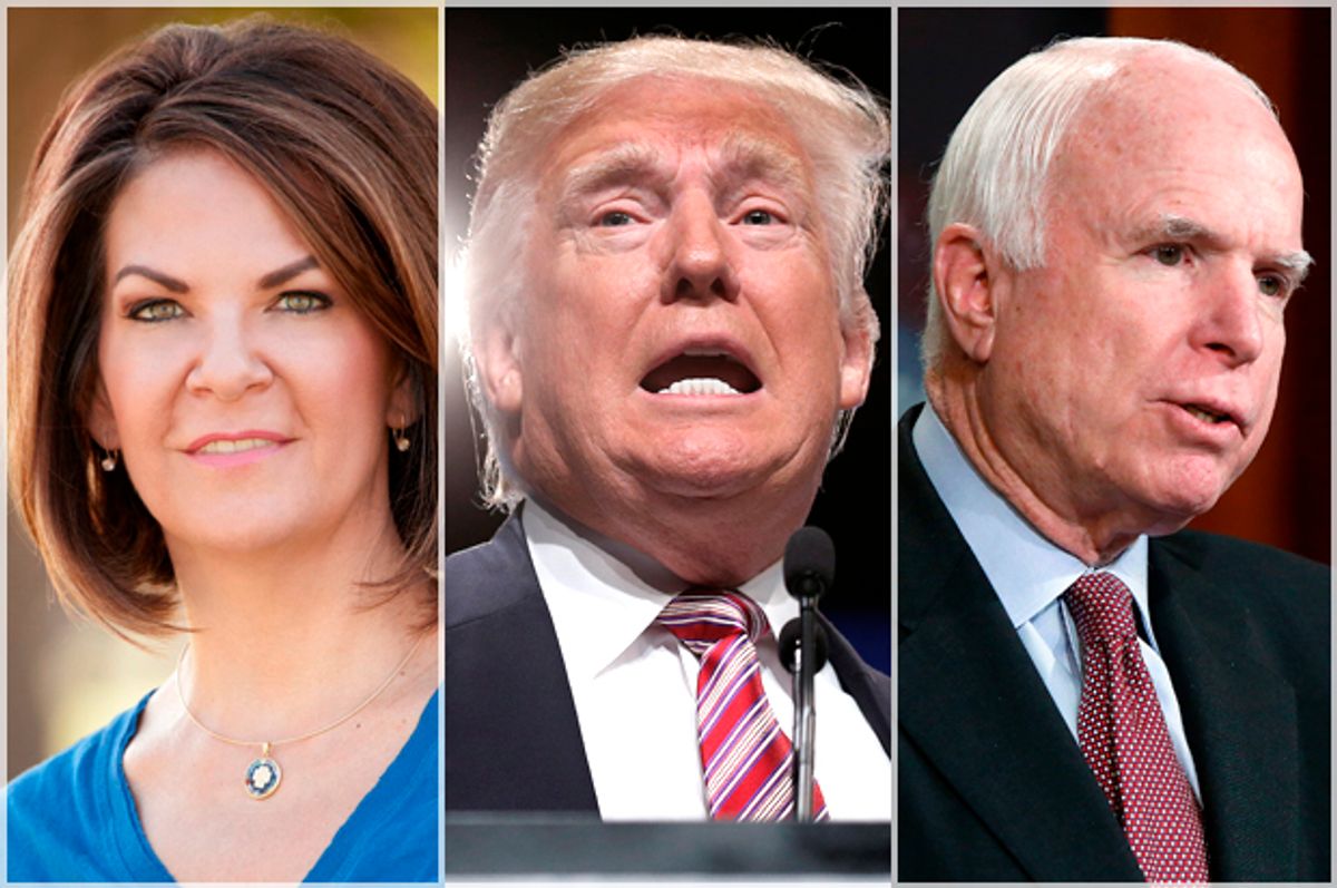 Kelli Ward; Donald Trump; John McCain   (Wikimedia/Reuters/Carlo Allegri/Jonathan Ernst)