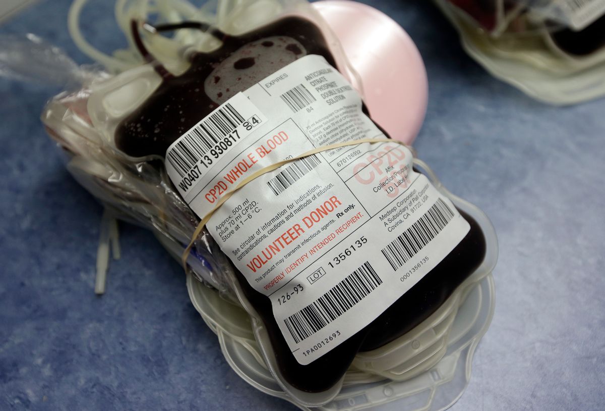 Blood donated in Indianapolis.  (AP Photo/Michael Conroy)