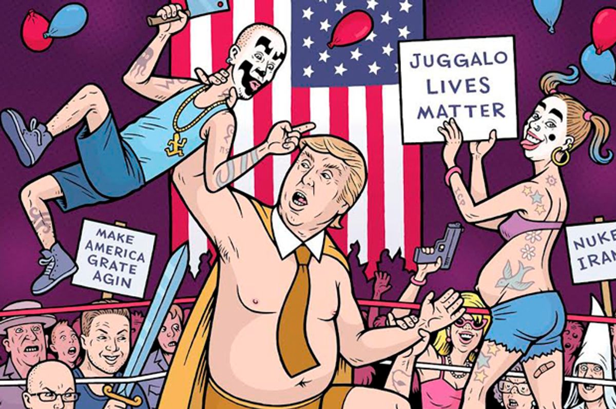 Cover detail of "7 Days In Ohio: Trump, The Gathering Of The Juggalos And The Summer Everything Went Insane"   (Declan-Haven Books)