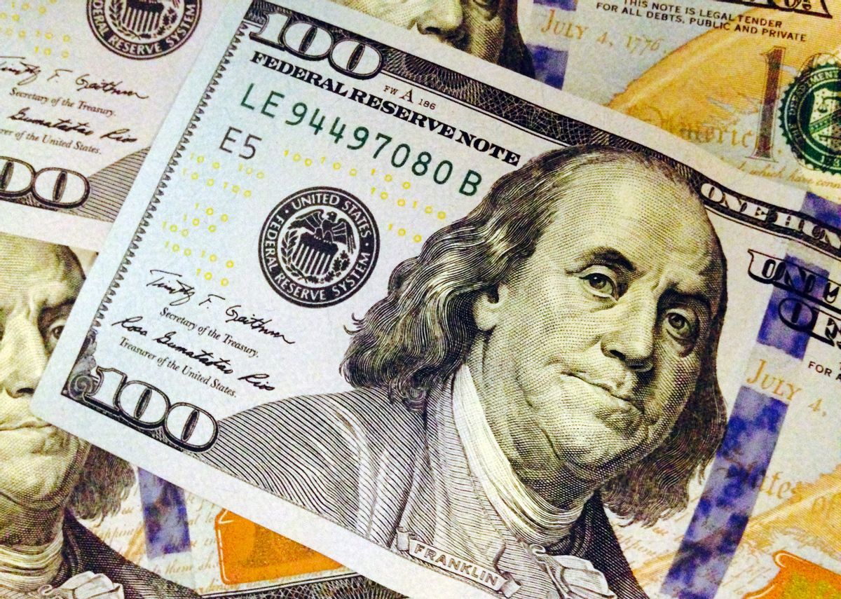 FILE - This Feb. 2, 2015, file photo, depicts a part of a U.S. $100 bill. (AP Photo/Jon Elswick, File) (AP)