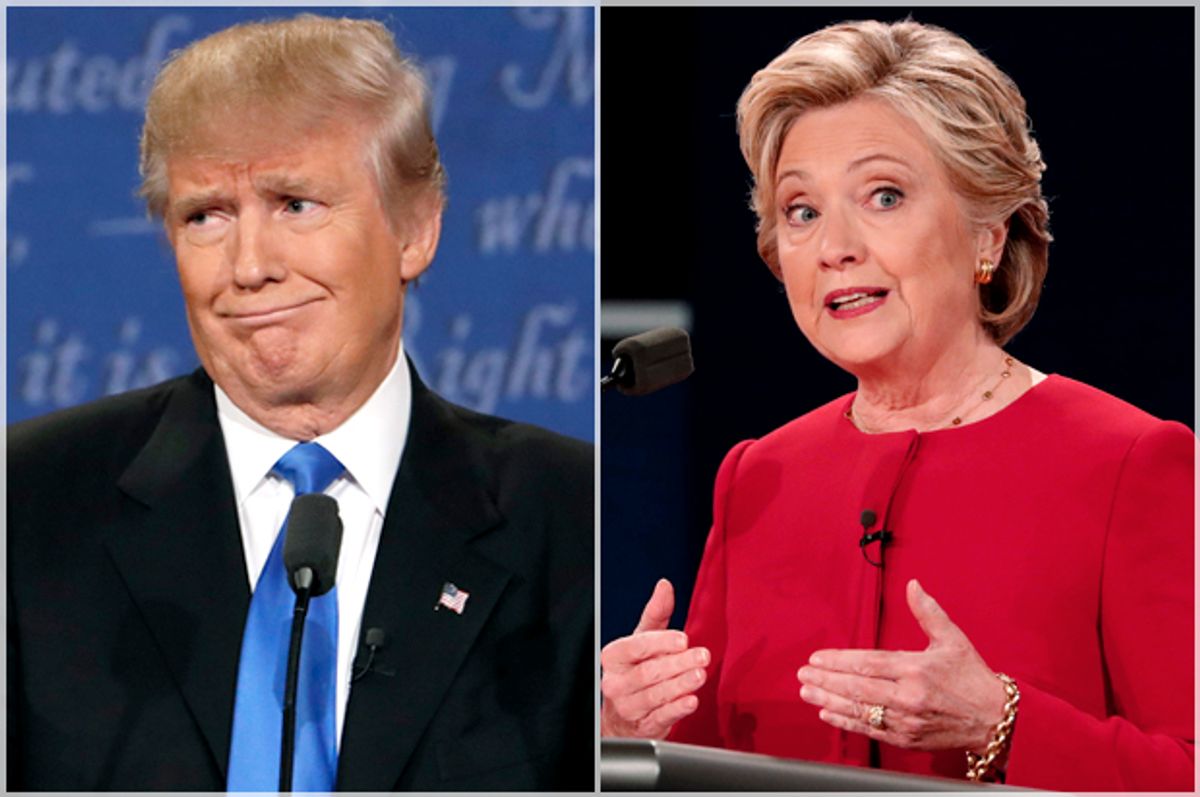Donald Trump; Hillary Clinton at the presidential debate in Hempstead, New York, September 26, 2016.    (Reuters/Lucas Jackson)