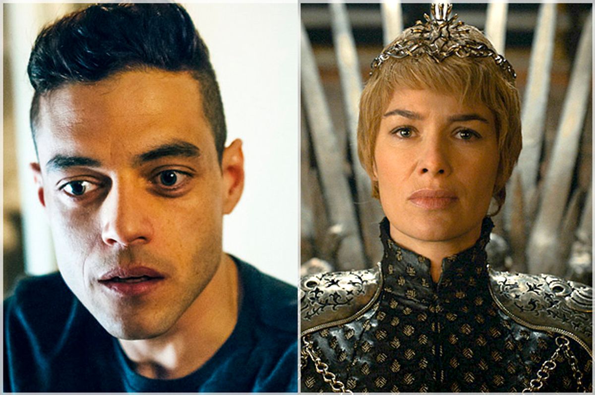 Rami Malek in "Mr. Robot;" Lena Headey in "Game of Thrones"    (USA/HBO)