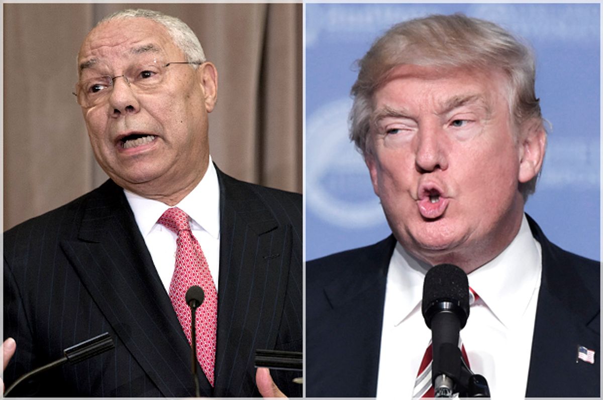 Colin Powell; Donald Trump   (AP/Carolyn Kaster/Getty/Mandel Ngan)