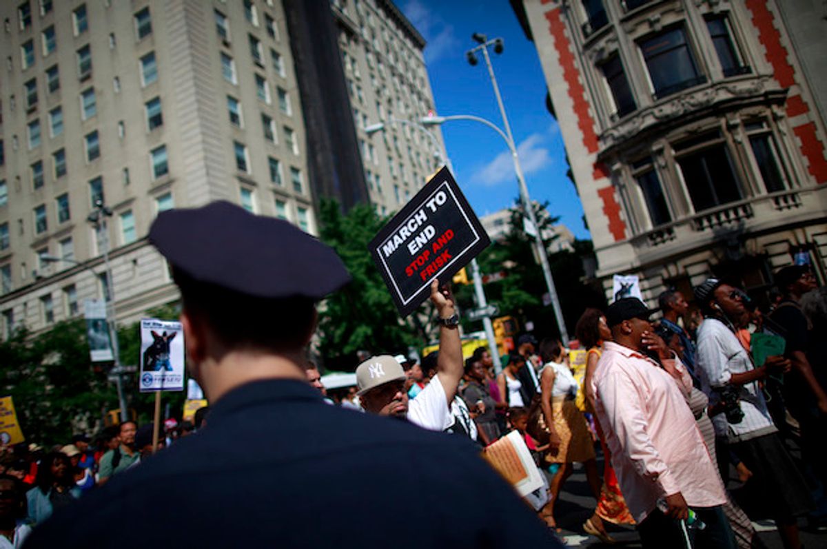 Demonstrators march in a protest against stop-and-frisk in New York City on June 17, 2012  (Reuters/Eric Thayer)