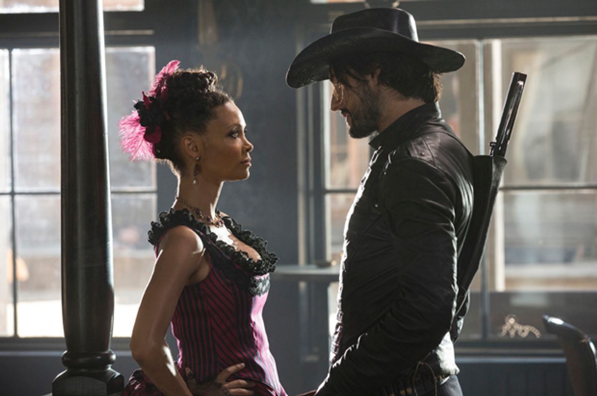 Thandie Newton and Rodrigo Santoro in "Westworld"   (HBO)