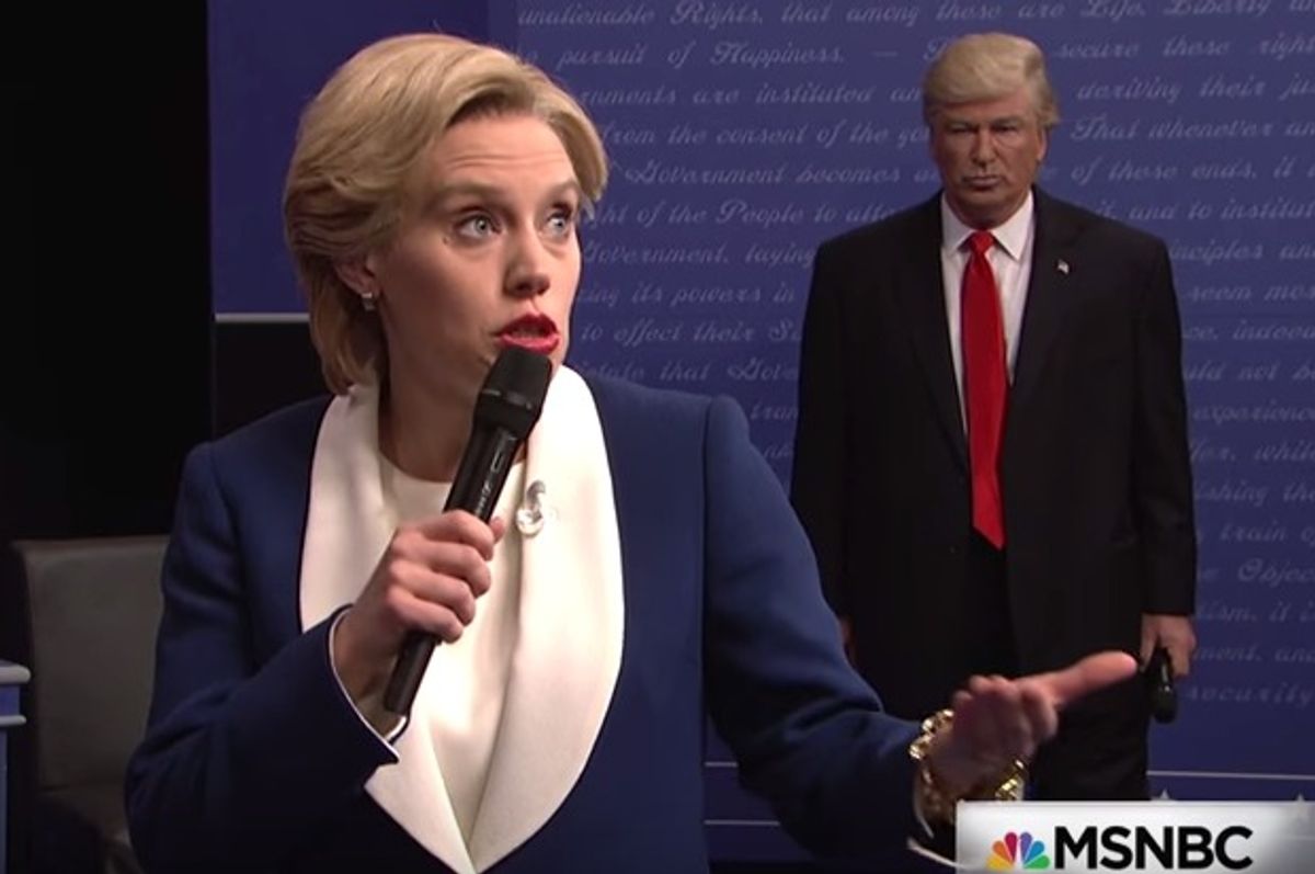 Kate McKinnon as Hillary Clinton and Alec Baldwin as Donald Trump on "Saturday Night Live" (NBC)