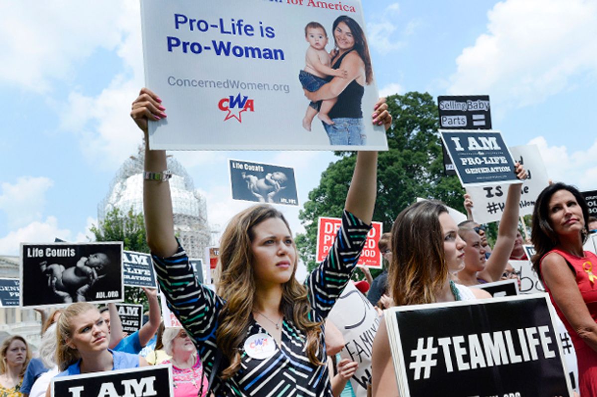 Anti-abortion protesters in front of the U.S. Capitol on July 28, 2015.   (Getty/Olivier Douliery)