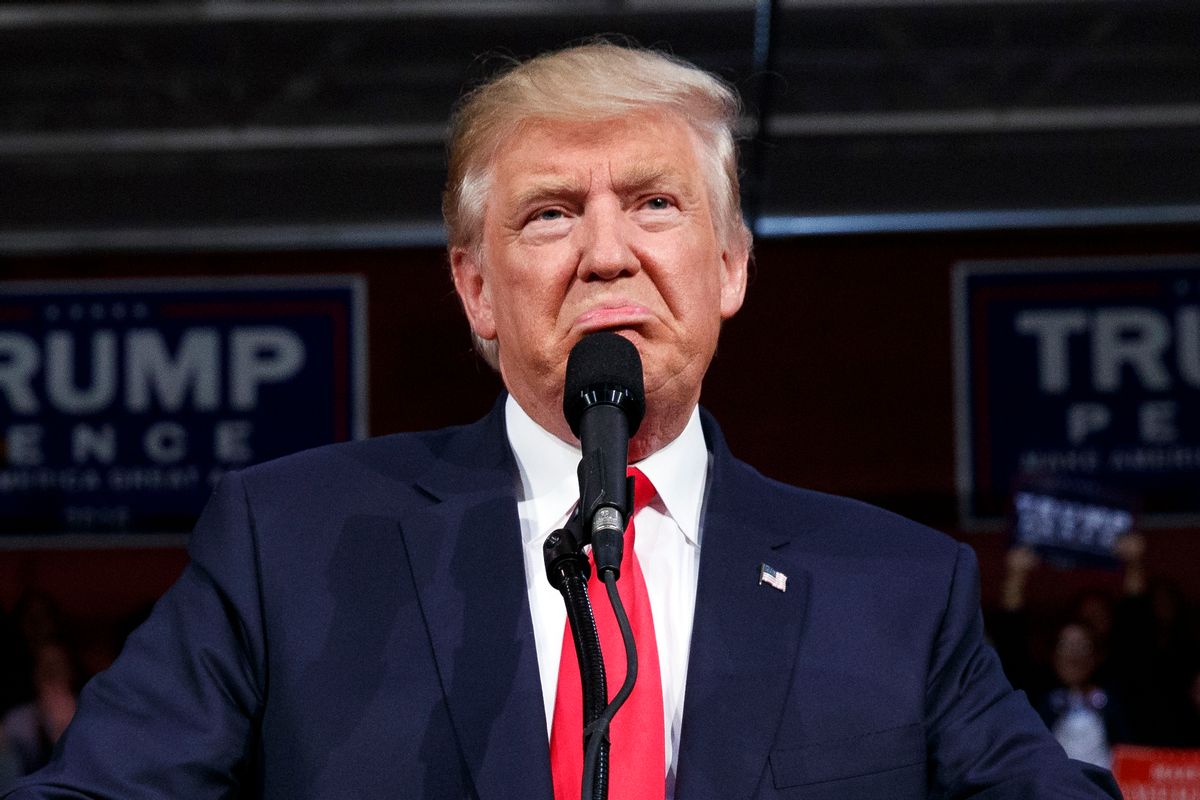 Republican presidential candidate Donald Trump speaks during a campaign rally, Monday, Oct. 10, 2016, in Ambridge, Pa.  (AP)