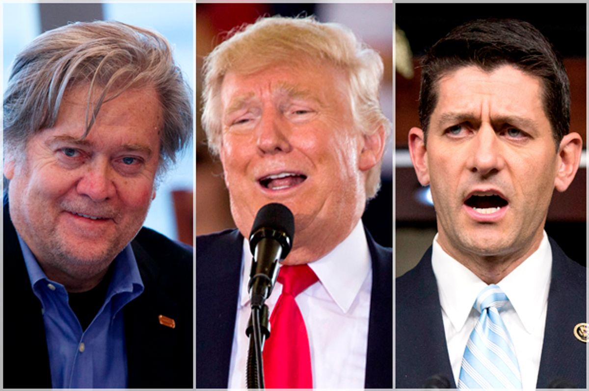 Steve Bannon; Donald Trump; Paul Ryan   (AP/Evan Vucci/Andrew Harnik)