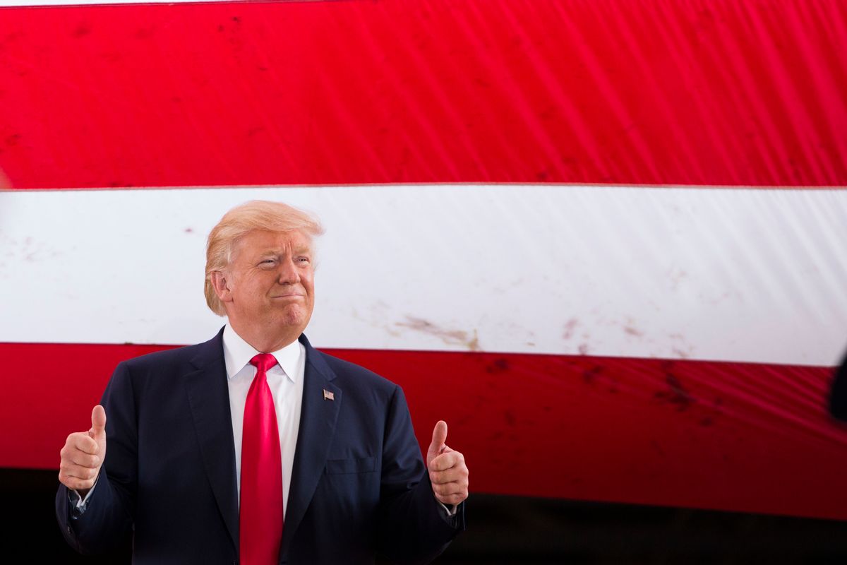 Republican presidential candidate Donald Trump gestures at a Florida campaign rally. (AP)