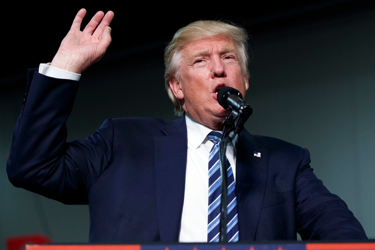 Republican presidential candidate Donald Trump speaks during a campaign rally, Friday, Oct. 14, 2016, in Charlotte, N.C. (AP Photo/ Evan Vucci) (AP)