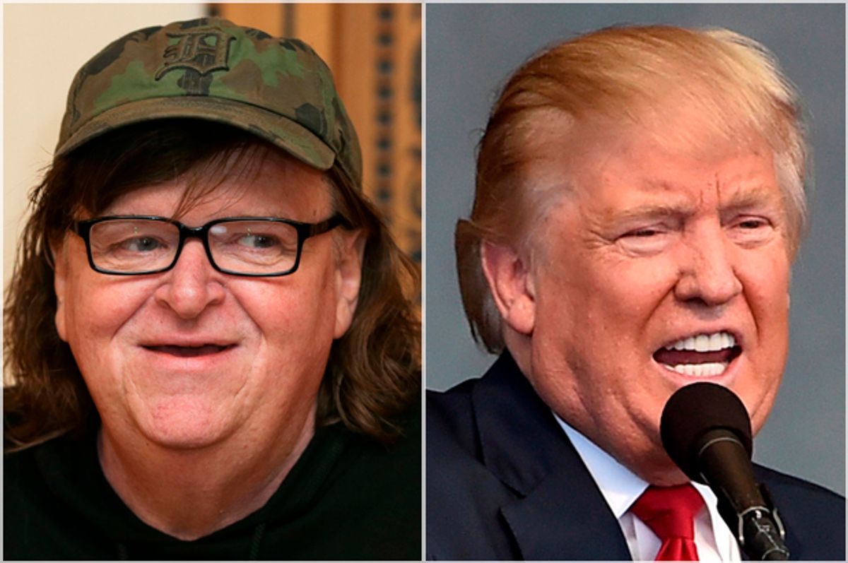 Michael Moore; Donald Trump   (Getty/Daniel Leal-Olivas/Reuters/David Becker)