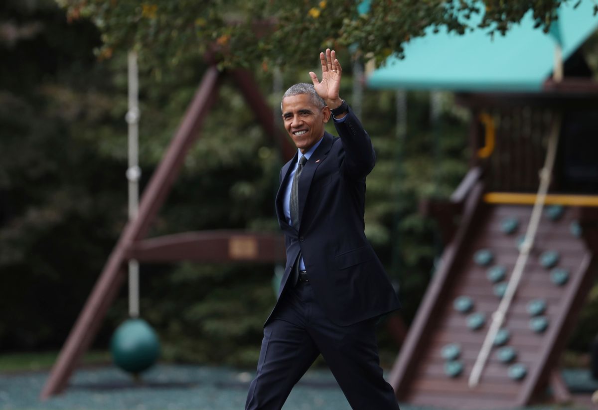 President Barack Obama waves as he leaves the White House in Washington, Friday, Oct. 7, 2016. (AP)