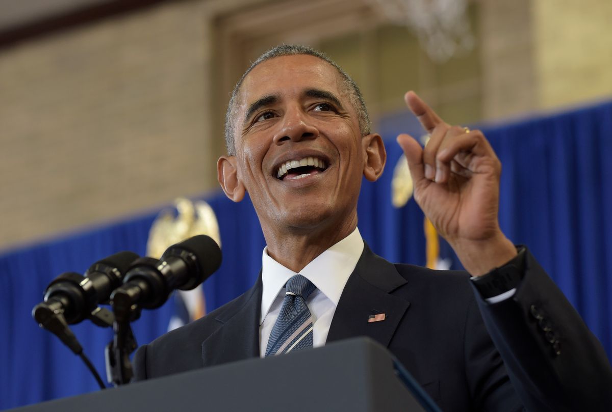 FILE - In this Monday, Oct. 17, 2016 file photo, President Barack Obama speaks during a visit to Benjamin Banneker Academic High School in Washington.  (AP)
