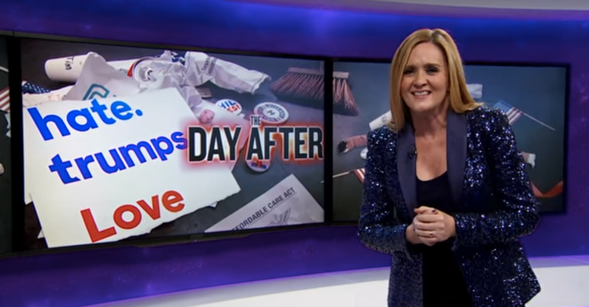 Samantha Bee gives a monologue the day after the 2016 election, November 9, 2016. (TBS)
