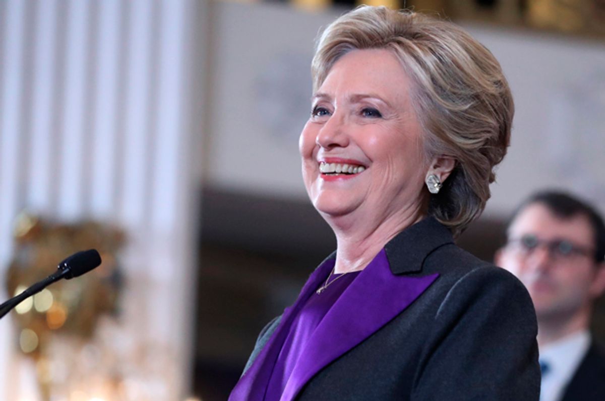 Hillary Clinton speaks in New York, Nov. 9, 2016.   (AP/Andrew Harnik)
