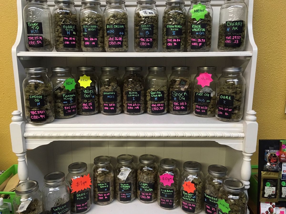 FILE--In this Sept. 27, 2016 file photo, different strains of marijuana are displayed in West Salem Cannabis, a marijuana shop in Salem, Ore.  (P Photo/Andrew Selsky, fileAP)