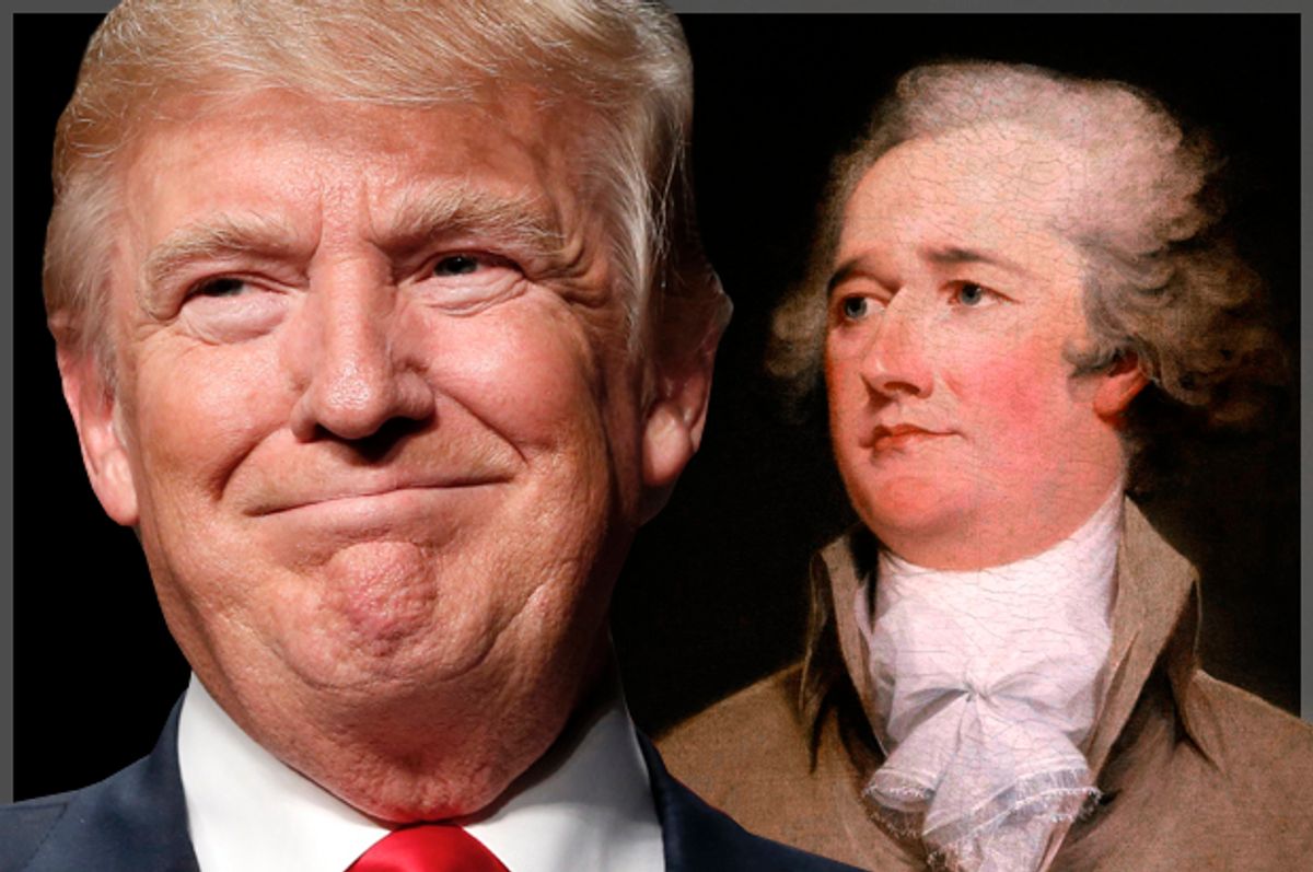 Donald Trump; Alexander Hamilton   (Getty/Jeff Kowalsky/Wikimedia/Salon)