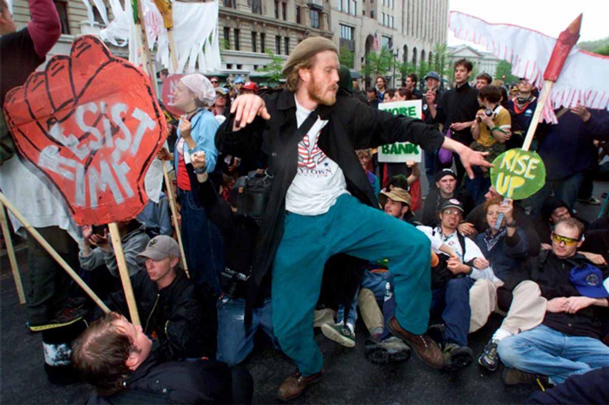 World finance protesters on April 16, 2000   (AP/Rick Bowmer)