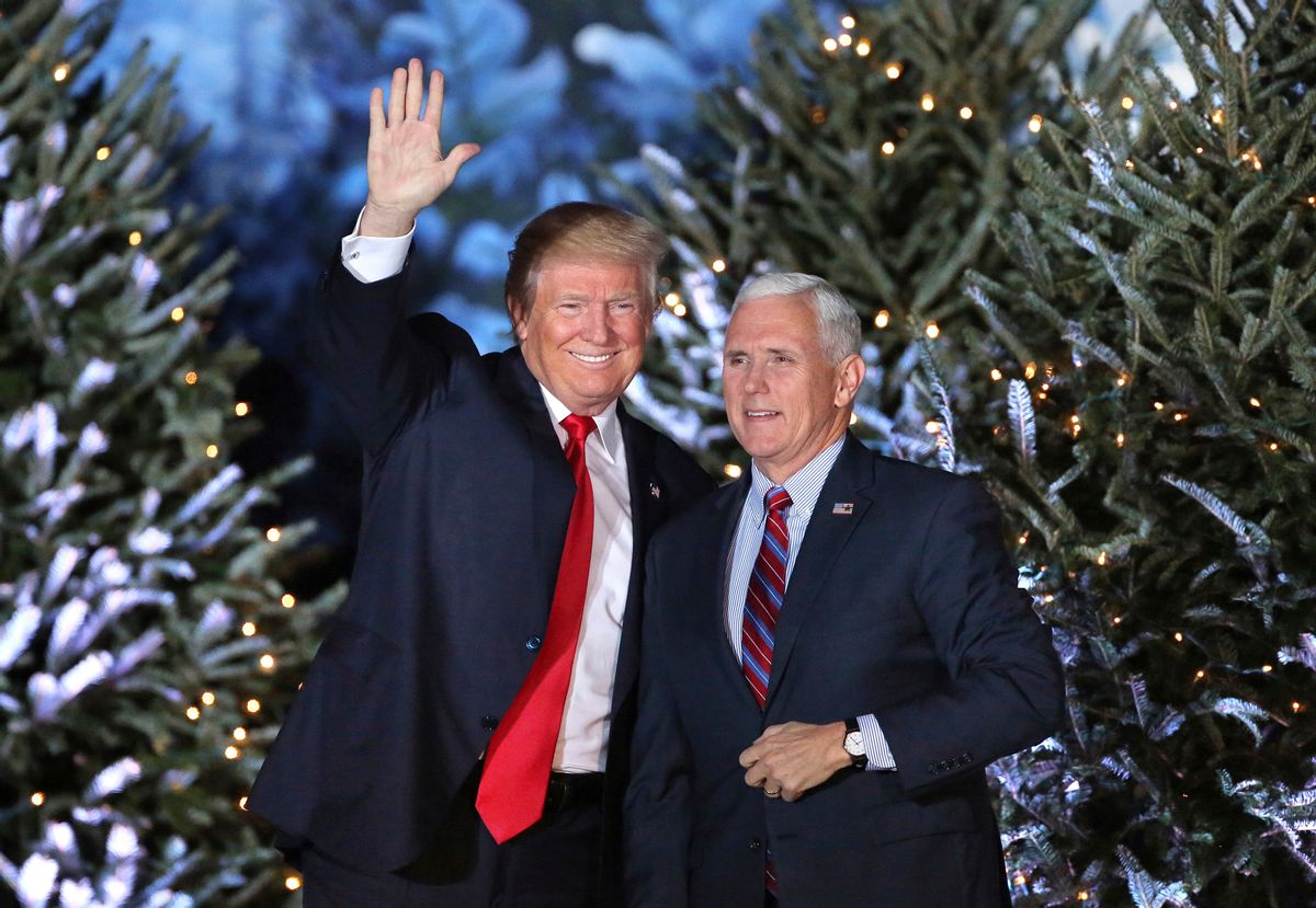 President-elect Donald Trump takes the stage with Vice President-elect Mike Pence during a rally in Orlando, Fla., Friday night, Dec. 16, 2016.  (AP)
