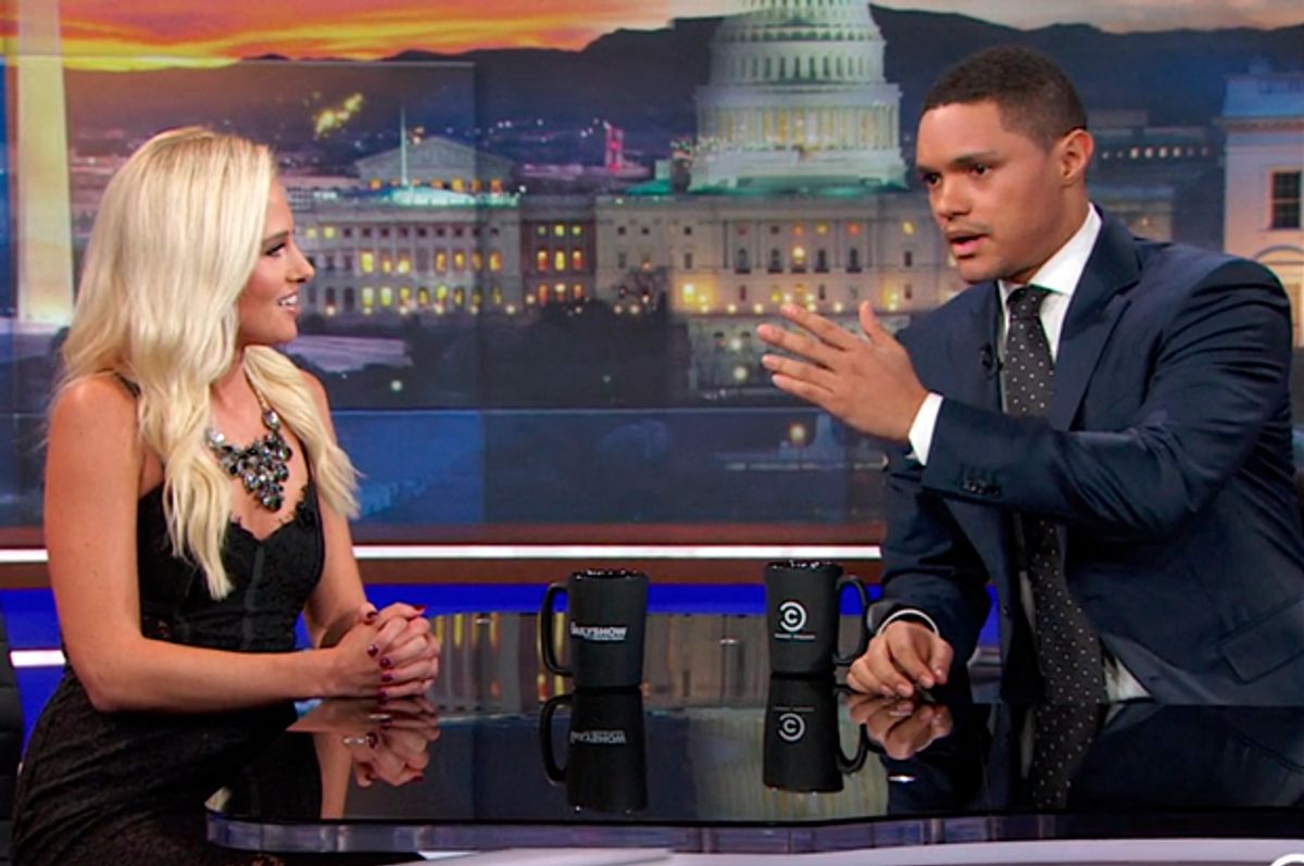 Tomi Lahren and Trevor Noah oin "The Daily Show"   (Comedy Central)