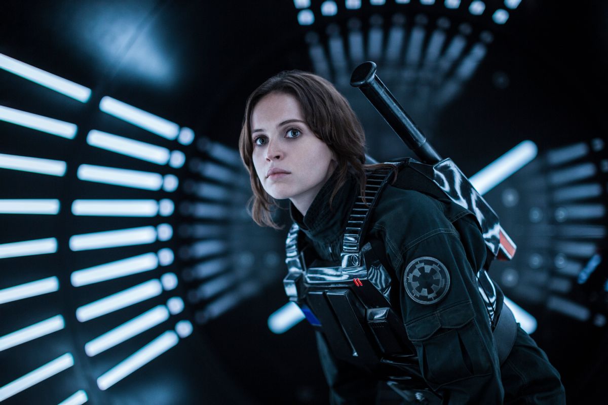 This image released by Lucasfilm Ltd. shows Felicity Jones as Jyn Erso in a scene from, "Rogue One: A Star Wars Story."  (Jonathan Olley/Lucasfilm Ltd. via AP) (AP)