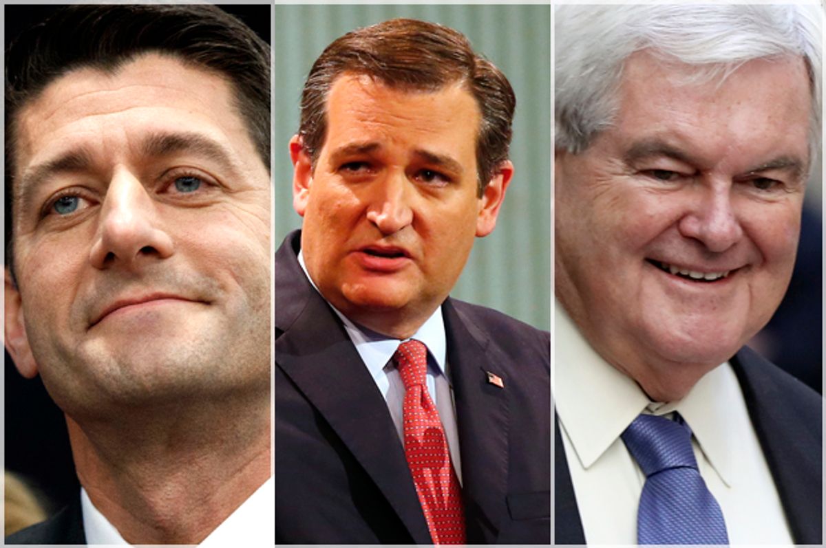 Paul Ryan; Ted Cruz; Newt Gingrich   (AP/Evan Vucci/Paul Sancya/Manuel Balce Ceneta)