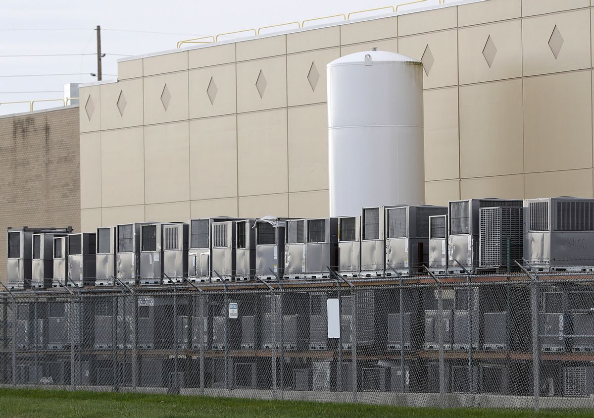 Air conditioning units are stacked outside the Carrier Corp. plant, Wednesday, Nov. 30, 2016, in Indianapolis. Carrier and President-elect Donald Trump reached an agreement to keep nearly 1,000 jobs in Indiana. Trump and Vice President-elect Mike Pence planned to travel to the state Thursday to unveil the agreement alongside company officials. (AP Photo/Darron Cummings) (AP)