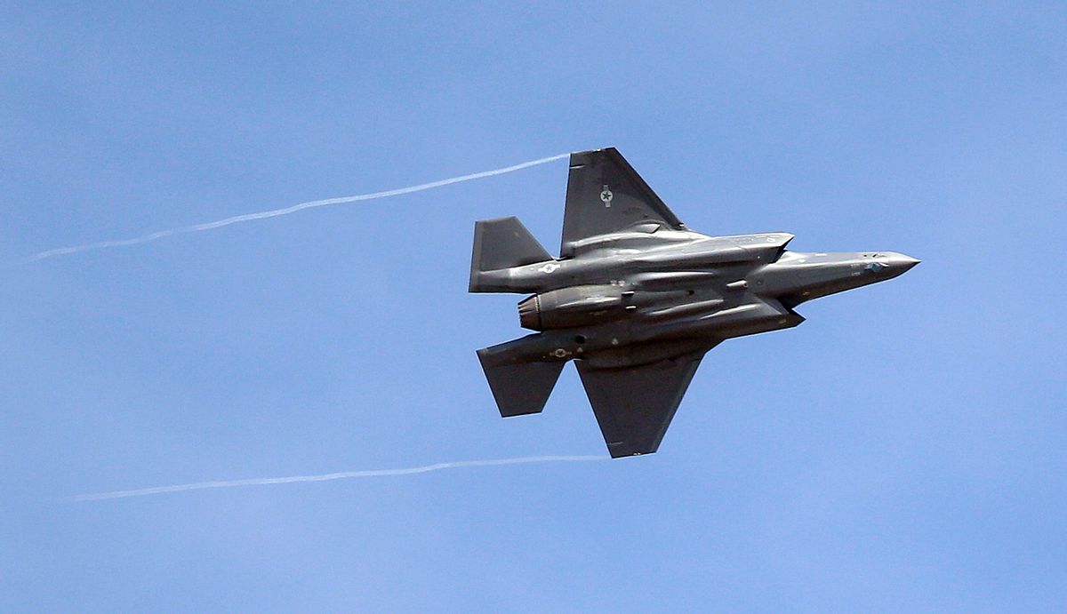 FILE - In this Wednesday, Sept. 2, 2015, file photo, an F-35 jet arrives at its new operational base at Hill Air Force Base, in northern Utah. Shares of Lockheed Martin fell Monday, Dec. 12, 2016, as President-elect Donald Trump tweeted that making F-35 fighter planes is too costly and that he will cut "billions" in costs for military purchases. (AP Photo/Rick Bowmer, File) (AP)