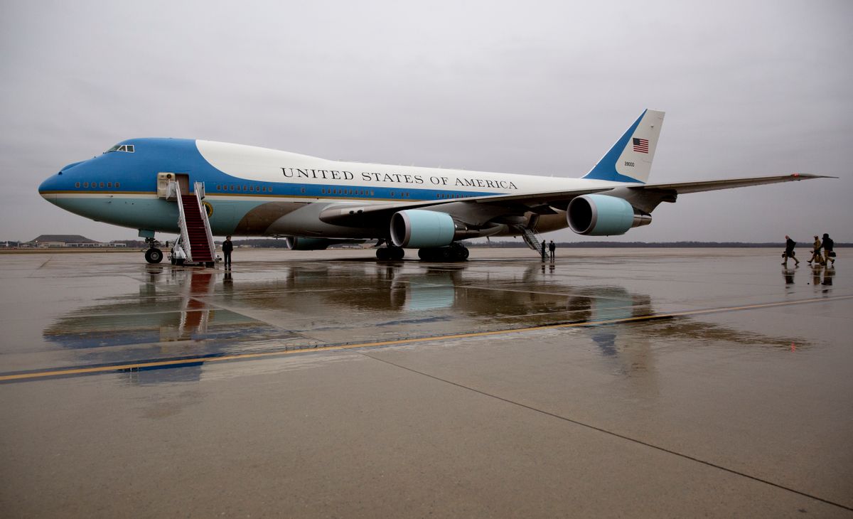 Air Force One is seen on the tarmac at Andrews Air Force Base, Md., Tuesday, Dec. 6, 2016, before President Barack Obama boards en route to MacDill Air Force Base in Tampa, Fla.  (AP)