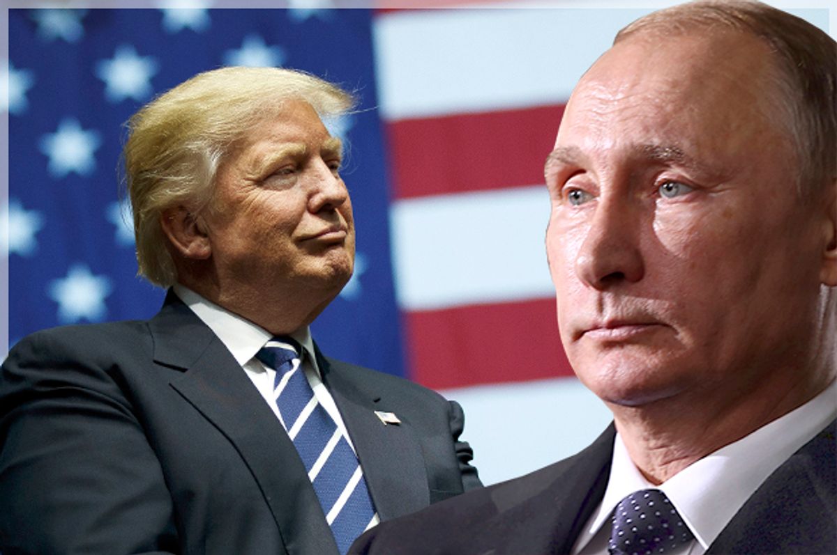 Donald Trump; Vladimir Putin   (Getty/Drew Angerer/AP/Photo montage by Salon)