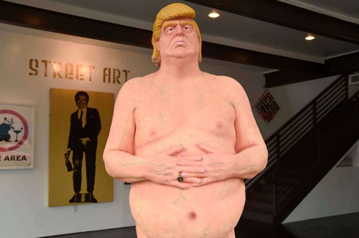 A naked statue of Donald Trump at Julien's Auctions Gallery on October 17, 2016 in Beverly Hills, California.   (Getty/Alberto E. Rodriguez)