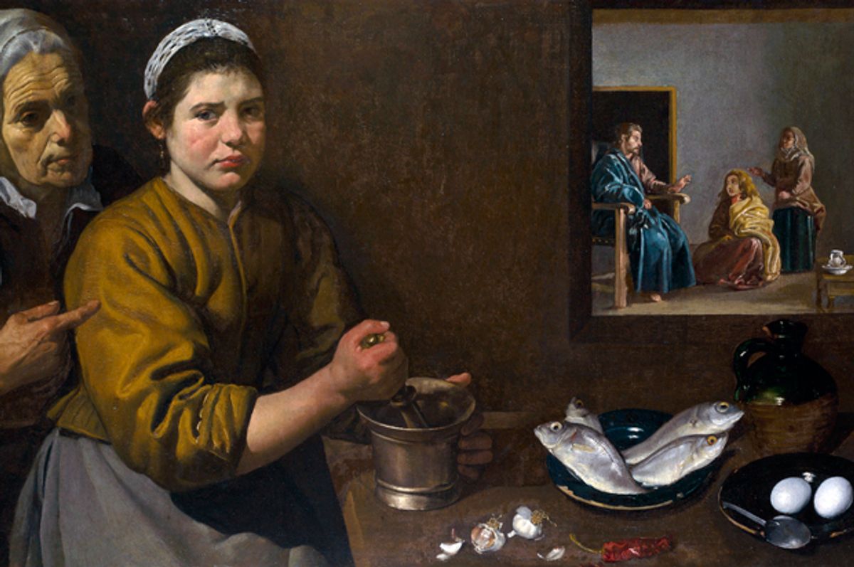 A detail of "Christ in the House of Martha and Mary" by Diego Velázquez   (Wikimedia)
