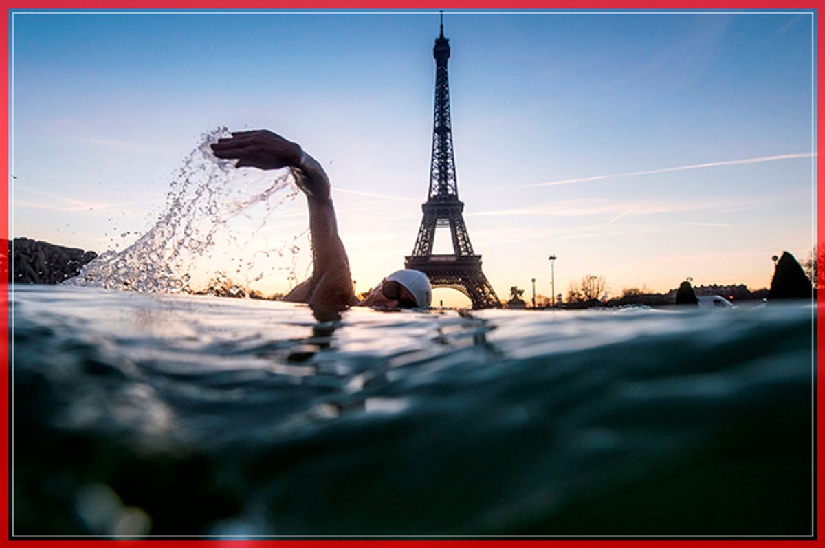A man swims in the frozen water of the Trocadero fountain in front Eiffel Tower, on January 6, 2017 in Paris.  / AFP / OLIVIER MORIN        (Photo credit should read OLIVIER MORIN/AFP/Getty Images) (Afp/getty Images)