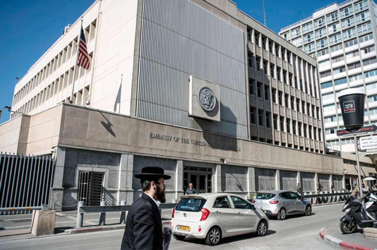 The US Embassy building in Tel Aviv.   (Getty/Jack Guez)